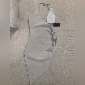 GREY LEMON LUNAR ASYMMETRICAL DRESS. SIZE SMALL.